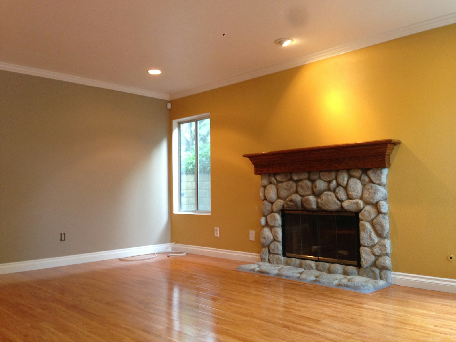 Sala con parquet e camino