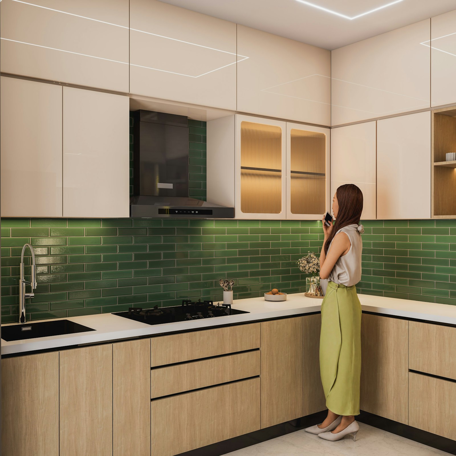 Cucina moderna con rivestimenti